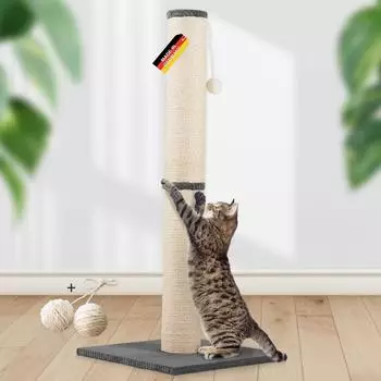 Rohrschneider Katzen XL mit Spielball &Oslash;12 cm Sisal Stabiler mit Cordboden klein & platzsparend Made in Germany Gr. 2 (H 107 cm) dunkelgrau