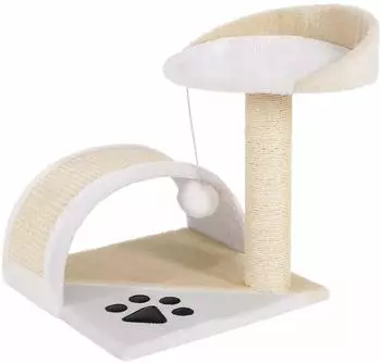 Lionto Kratzbaum mit Spielball & Aussichtsplattform, 43cm, beige/wei&szlig;