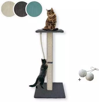 Rohrschneider &reg; Katzenbaum Emmi mit Vollholz-Holm und Gratis-Beigabe dunkelgrau 45 cm 45 cm 97 cm