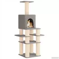 vidaXL Katzennbaum mit Sisal-Kratzs&auml;ulen Hellgrau 180 cm