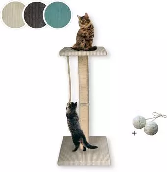 Rohrschneider &reg; Katzenbaum Emmi mit Vollholz-Holm und Gratis-Beigabe beige 45 cm 45 cm 77 cm