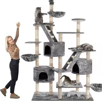 HappyPet Kletterbaum SAM XXL deckenhoch 260cm, hellgrau