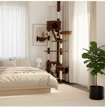 Dibea XXL-Kratzbaum mit Deckenspanner, h&ouml;henverstellbar 230-250cm, braun