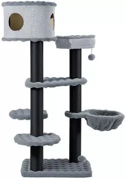 Wiltec Empire Tower Kratzbaum 190cm mit Katzenhaus, H&auml;ngeliege & Katzenbett (66002)