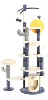 Wiltec Kratzbaum im Kaktusdesign 172cm, dunkelgrau, Sisal (64093)