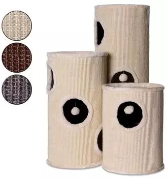 Dibea Sisal-Kratztonne mit Pl&uuml;sch-Plateau und Spielball 50cm beige