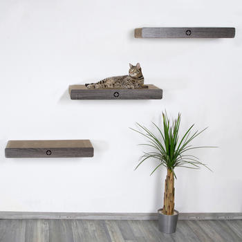 CanadianCat CLOUD 3er Kratzbretter-Set mit verdeckter Wandbefestigung 70x30x8cm dunkelgrau