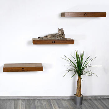 CanadianCat CLOUD 3er Kratzbretter-Set mit verdeckter Wandbefestigung 70x30x8cm walnuss