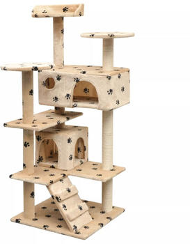vidaXL Katzen-Kratzbaum 125cm Pfoten-Aufdruck Beige