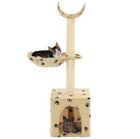 vidaXL Katzen-Kratzbaum mit Sisal-S&auml;ulen 105 cm Beige Pfoten-Aufdruck