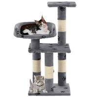 vidaXL Katzen-Kratzbaum mit Sisal-S&auml;ulen 65 cm Pfoten-Aufdruck Grau
