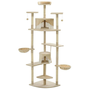 vidaXL Katzen-Kratzbaum Sisal 203cm Beige und Wei&szlig;