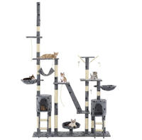 vidaXL Katzen-Kratzbaum Sisal 230-250 cm Pfoten-Aufdruck Grau