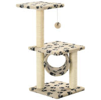 vidaXL Katzen-Kratzbaum Sisal 65 cm Beige Pfoten-Aufdruck