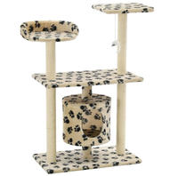 vidaXL Katzen-Kratzbaum Sisal 95 cm Beige Pfoten-Aufdruck