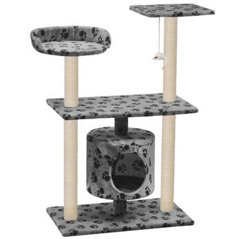 vidaXL Katzen-Kratzbaum Sisal 95cm Grau Pfoten-Aufdruck