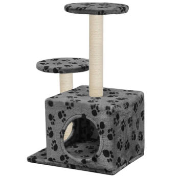 vidaXL Katzenbaum mit Sisal-Kratzs&auml;ule 60cm Grau Pfoten-Aufdruck