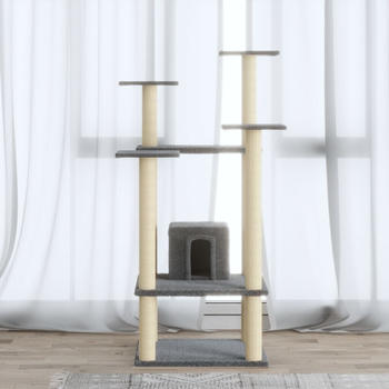 vidaXL Kratzbaum mit Sisal-Kratzs&auml;ulen hellgrau 110cm (171480)