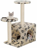 vidaXL Katzen-Kratzbaum Sisal 60 cm Beige Pfoten-Aufdruck