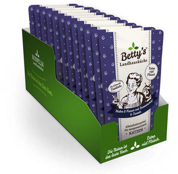 Betty's Landhausküche Frischebeutel Huhn & Fasan mit Borretschöl Katze Nassfutter 12x100g