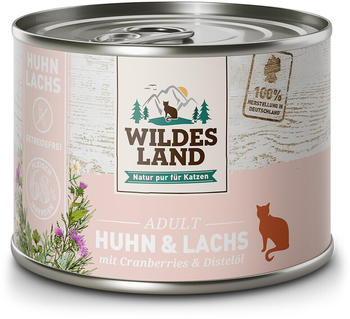 Wildes Land Adult Huhn und Lachs mit Cranberries und Distelöl Katzen-Nassfutter 200g
