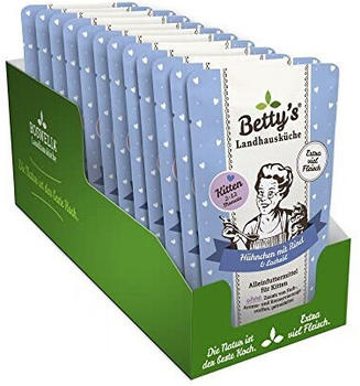 Betty's Landhausküche Frischebeutel Katzen-Nassfutter Kitten Hühnchen mit Rind & Lachsöl 12x100g