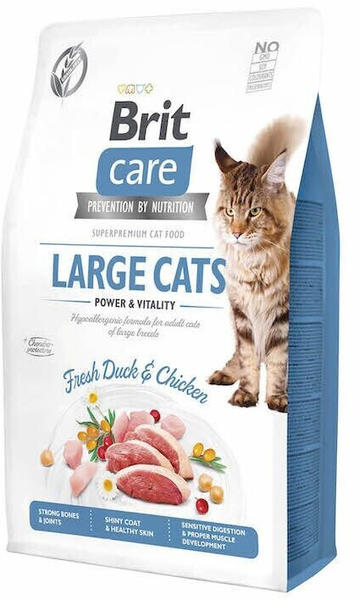 Brit Care Large Cats Power & Vitality Trockenfutter Ente & Huhn 2kg