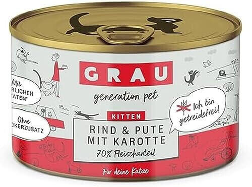 Grau Kitten Rind & Pute mit Karotte Katzen-Nassfutter 200g
