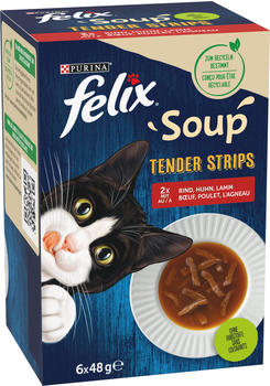 Felix Soup Tender Strips Nassfutter Rind, Huhn, Lamm 6x48g