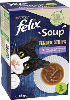 Felix Soup Tender Strips Nassfutter Rind, Huhn, Thunfisch 6x48g