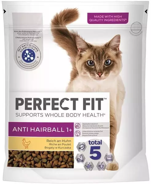 Perfect Fit Anti Hairball 1+ Katzen-Trockenfutter Reich an Huhn 750g