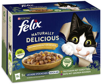 Felix Naturally Delicious Katzensnack Geschmacksvielfalt von der Wiese 10x80g