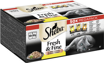 Sheba Fresh & Fine in Sauce Mega Pack Huhn, Gefl&uuml;gel, Truthahn 50x50g