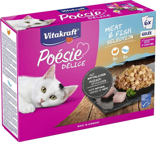 Vitakraft Poésie Délice in Gelee Katze Nassfutter Meat & Fish Selection 6x85g
