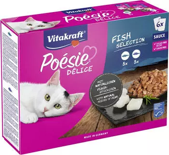 Vitakraft Po&eacute;sie D&eacute;lice in Gelee Katze Nassfutter Fish Selection 6x85g