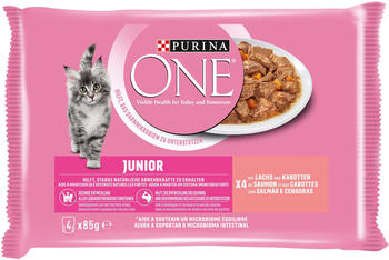 Purina One Junior Katze Nassfutter Lachs & Karotten 4x85g