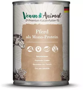 Venandi Animal Adult Katze Pferd als Monoprotein Nassfutter 400g Venandi Animal Adult Katze Pferd als Monoprotein Nassfutter 400g