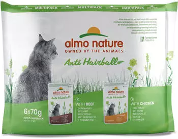 Almo Nature Anti Hairball Multipack Katze Nassfutter Rind & Huhn 6x70g Almo Nature Anti Hairball Multipack Katze Nassfutter Rind & Huhn 6x70g