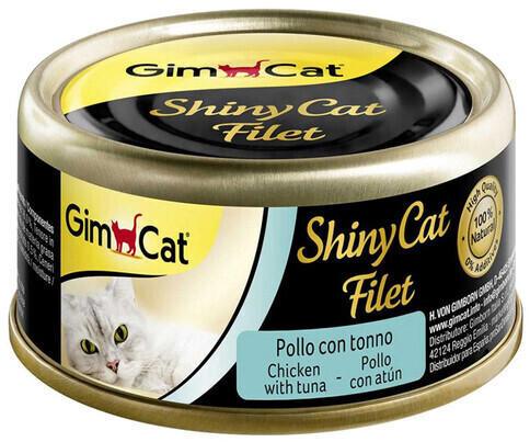 GimCat ShinyCat Filet Nassfutter Hühnchen mit Thunfisch 70g