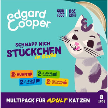 Edgard & Cooper Stückchen in Soße Katzen Nassfutter Multipack 8x85g