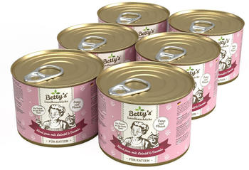 Betty's Landhausküche Katzen-Nassfutter Rind pur mit Leinöl & Taurin 6x200g