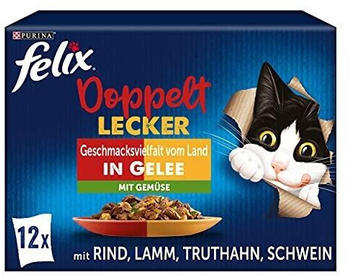 Felix Doppelt Lecker Geschmacksvielfalt vom Land in Gelee Rind, Lamm Truthan Schwein 6x12x85g