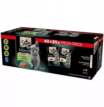 Sheba Feine Vielfalt Mega-Pack Kitten in Sauce mit Lachs, mit Huhn 40x85 g Sheba Feine Vielfalt Mega-Pack Kitten in Sauce mit Lachs, mit Huhn 40x85 g