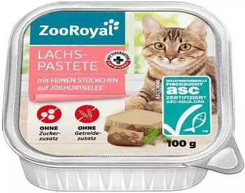 Rewe ZooRoyal Lachspastete mit feinen Stückchen auf Joghurtgelee
