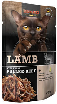 LEONARDO Cat Food Nassfutter Lamm mit extra Pulled Beef 70g