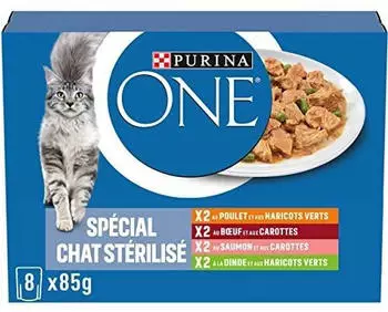Purina One Sterilized Cat wet food beef/chicken/salmon/turkey (8 x 85 g)