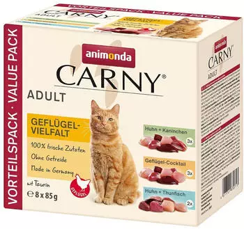 Animonda Carny Adult Katze Nassfutter Geflügel-Mix mit 8 Frischebeuteln 8 x 85g Animonda Carny Adult Katze Nassfutter Geflügel-Mix mit 8 Frischebeuteln 8 x 85g