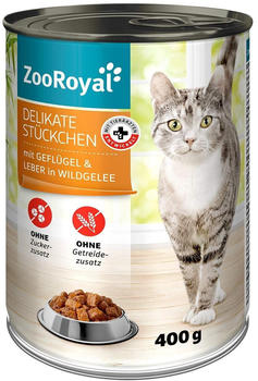 ZooRoyal Delikate St&uuml;ckchen Gefl&uuml;gel und Leber Katze Nassfutter 12x400g