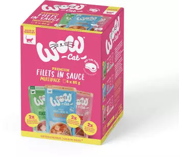 WOW CAT Multipack Saucen-Menüs Nassfutter Huhn, Rind, Lachs 6x85g WOW CAT Multipack Saucen-Menüs Nassfutter Huhn, Rind, Lachs 6x85g