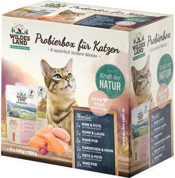 Wildes Land Probierbox f&uuml;r Katzen Nassfutter 8x100g